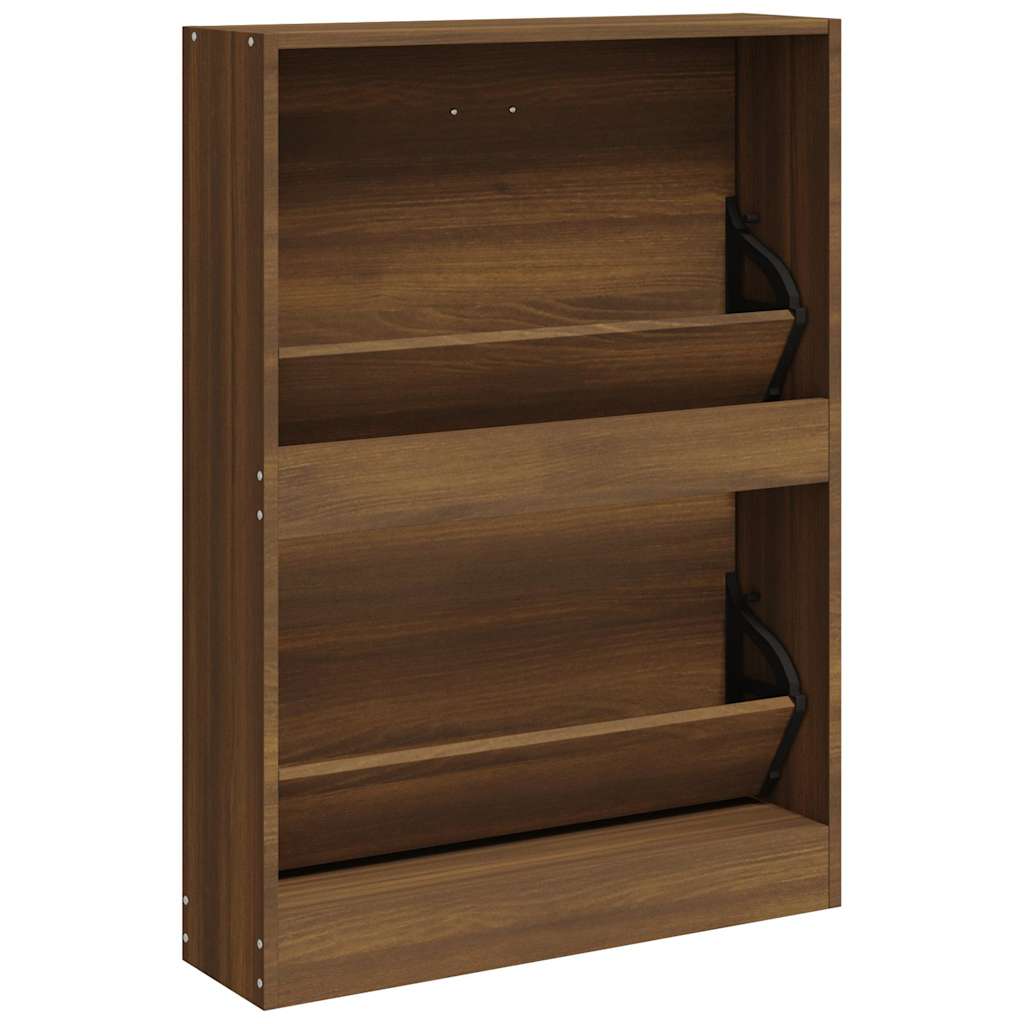 vidaXL Shoe Cabinet Brown Oak 59x17x81 cm Engineered Wood 6