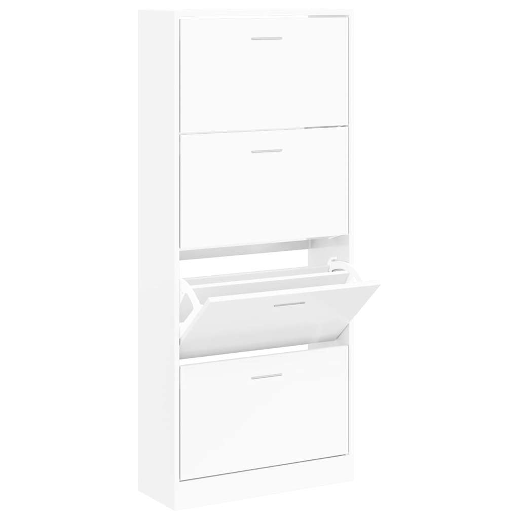 vidaXL Shoe Cabinet White 63x24x147 cm Engineered Wood 3