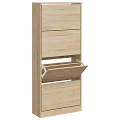 vidaXL Shoe Cabinet Sonoma Oak 63x24x147 cm Engineered Wood 3