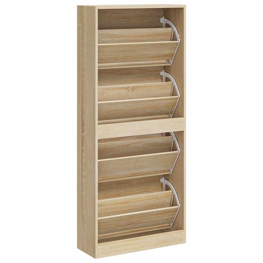 vidaXL Shoe Cabinet Sonoma Oak 63x24x147 cm Engineered Wood 6