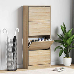 vidaXL Shoe Cabinet Sonoma Oak 63x24x147 cm Engineered Wood 1