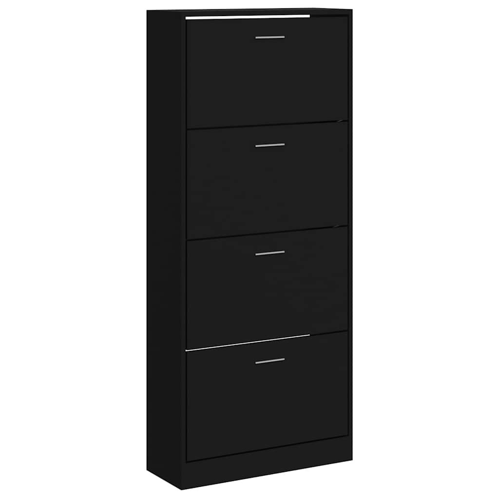 vidaXL Shoe Cabinet Black 63x24x147 cm Engineered Wood 2
