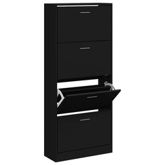 vidaXL Shoe Cabinet Black 63x24x147 cm Engineered Wood 3