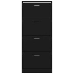 vidaXL Shoe Cabinet Black 63x24x147 cm Engineered Wood 4