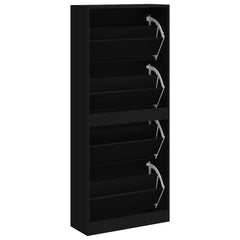 vidaXL Shoe Cabinet Black 63x24x147 cm Engineered Wood 6