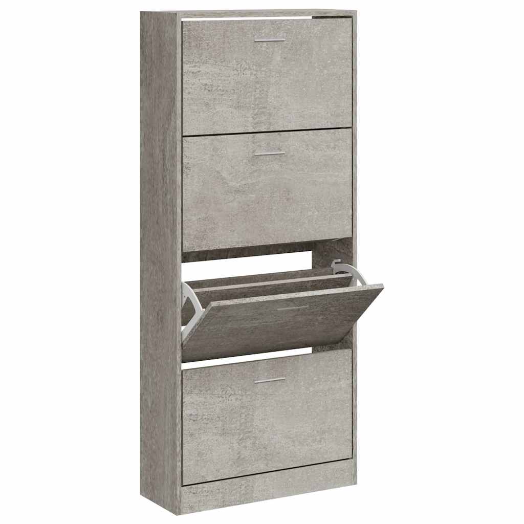 vidaXL Shoe Cabinet Concrete Grey 63x24x147 cm Engineered Wood 3