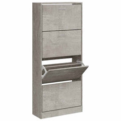vidaXL Shoe Cabinet Concrete Grey 63x24x147 cm Engineered Wood 3