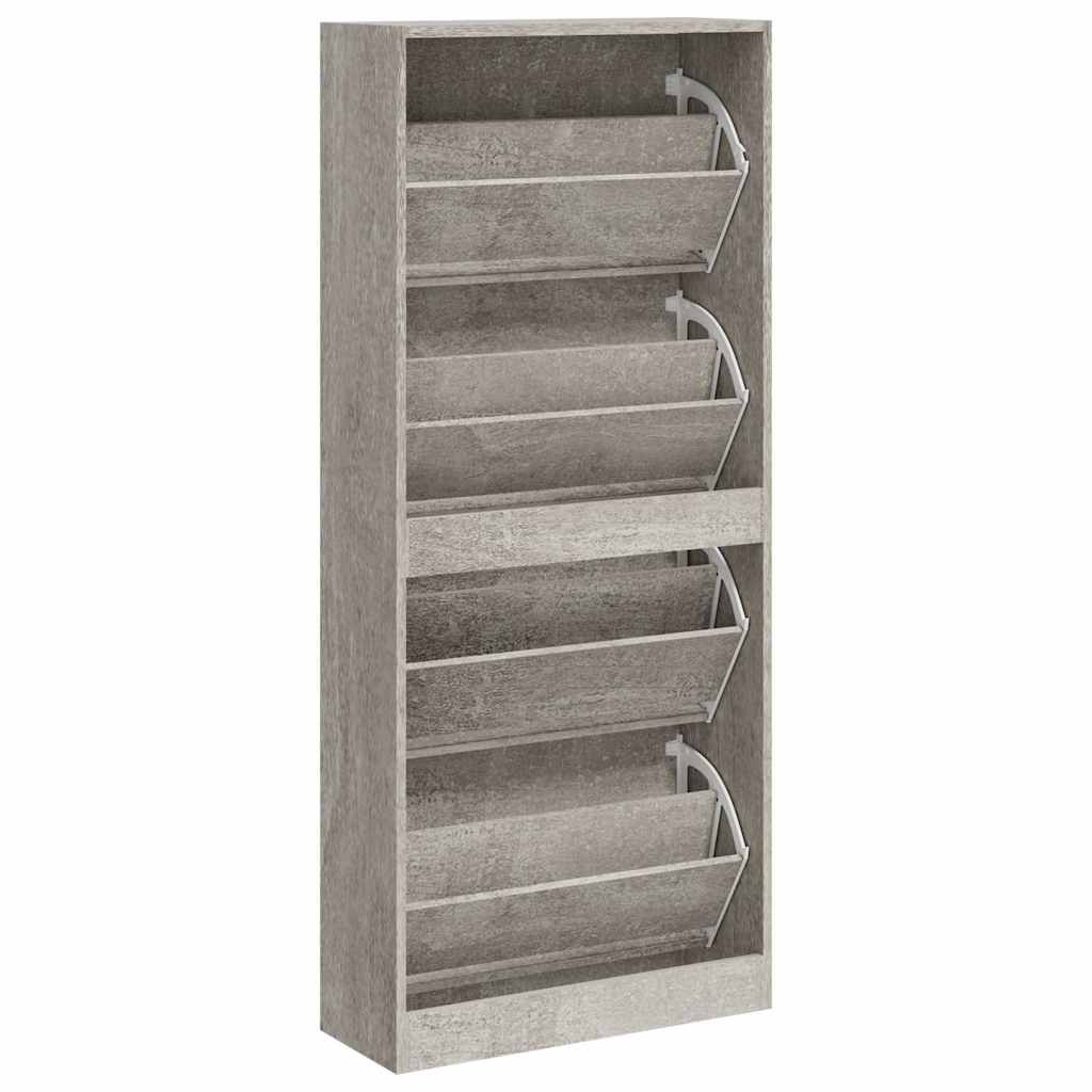 vidaXL Shoe Cabinet Concrete Grey 63x24x147 cm Engineered Wood 6