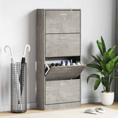 vidaXL Shoe Cabinet Concrete Grey 63x24x147 cm Engineered Wood 1