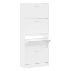 vidaXL Shoe Cabinet High Gloss White 63x24x147 cm Engineered Wood 2