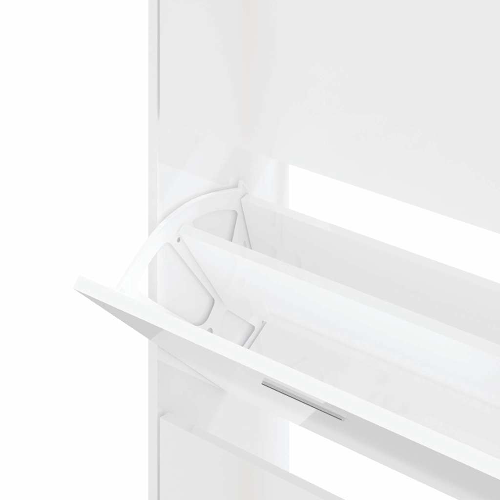 vidaXL Shoe Cabinet High Gloss White 63x24x147 cm Engineered Wood 6