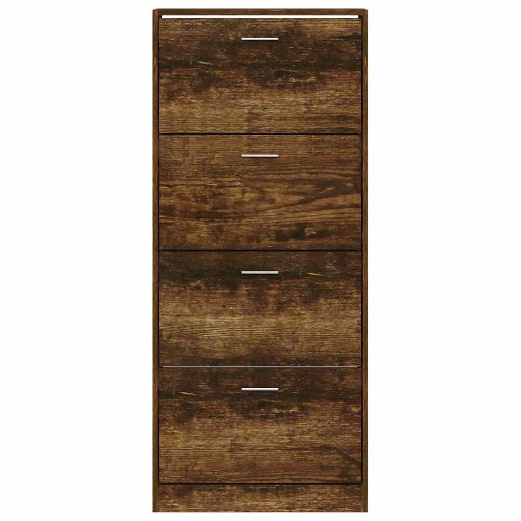 vidaXL Shoe Cabinet Smoked Oak 63x24x147 cm Engineered Wood 4