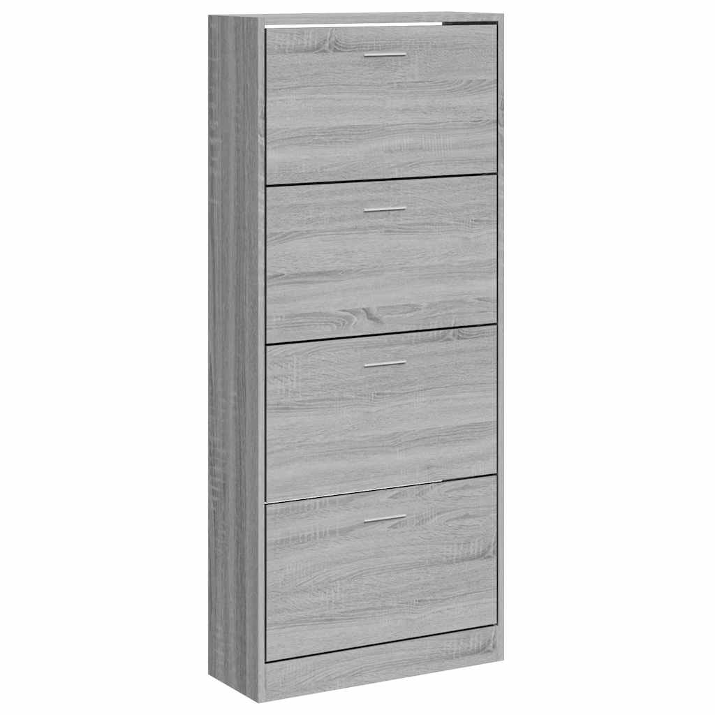 vidaXL Shoe Cabinet Grey Sonoma 63x24x147 cm Engineered Wood 2