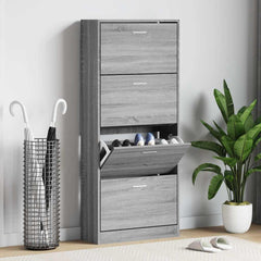 vidaXL Shoe Cabinet Grey Sonoma 63x24x147 cm Engineered Wood 1