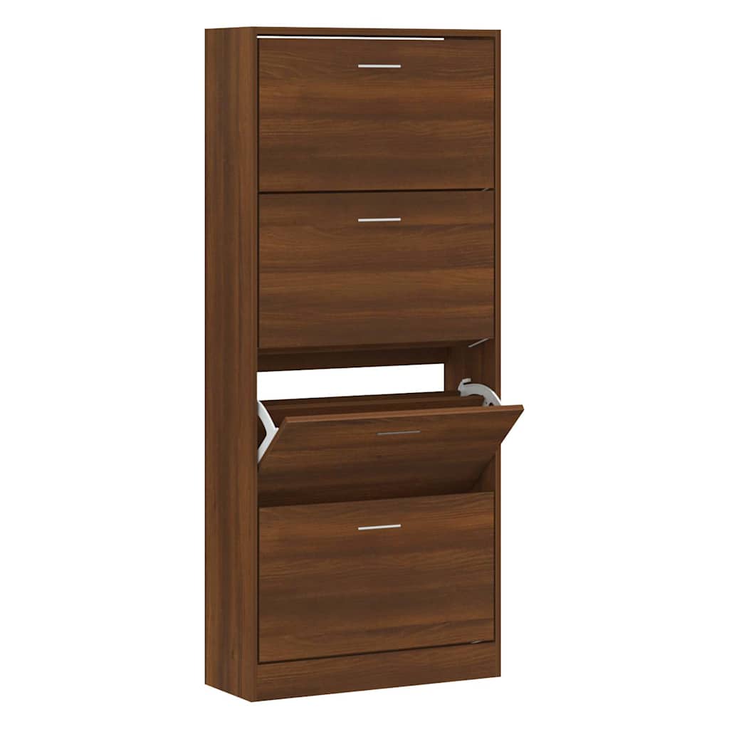 vidaXL Shoe Cabinet Brown Oak 63x24x147 cm Engineered Wood 2
