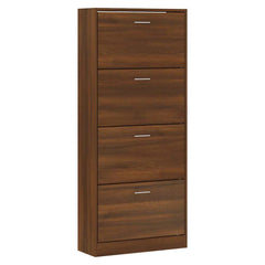 vidaXL Shoe Cabinet Brown Oak 63x24x147 cm Engineered Wood 3