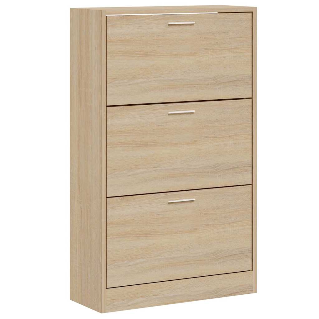 vidaXL Shoe Cabinet Sonoma Oak 63x24x103 cm Engineered Wood 2