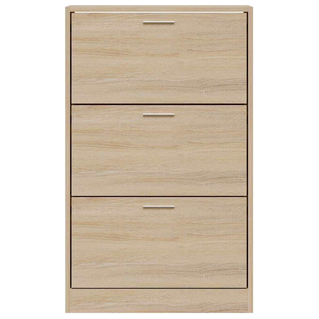 vidaXL Shoe Cabinet Sonoma Oak 63x24x103 cm Engineered Wood 4