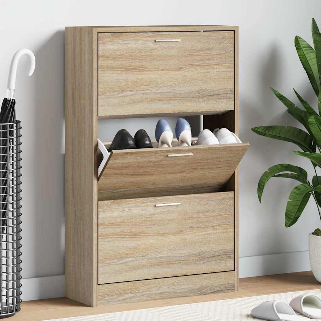 vidaXL Shoe Cabinet Sonoma Oak 63x24x103 cm Engineered Wood 1