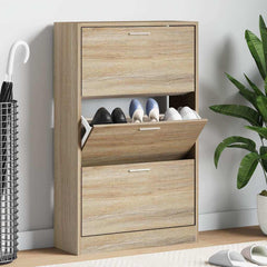 vidaXL Shoe Cabinet Sonoma Oak 63x24x103 cm Engineered Wood 1