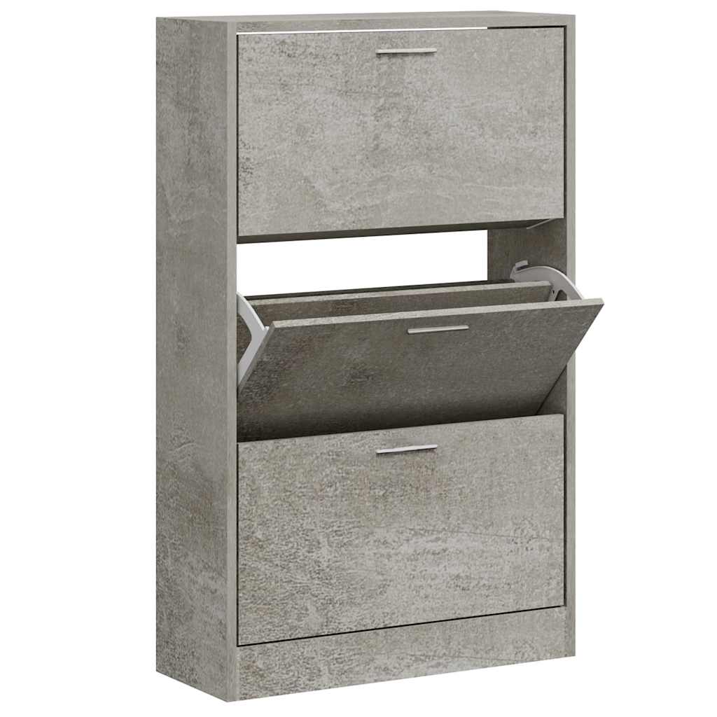 vidaXL Shoe Cabinet Concrete Grey 63x24x103 cm Engineered Wood 3