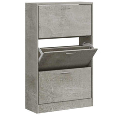 vidaXL Shoe Cabinet Concrete Grey 63x24x103 cm Engineered Wood 3