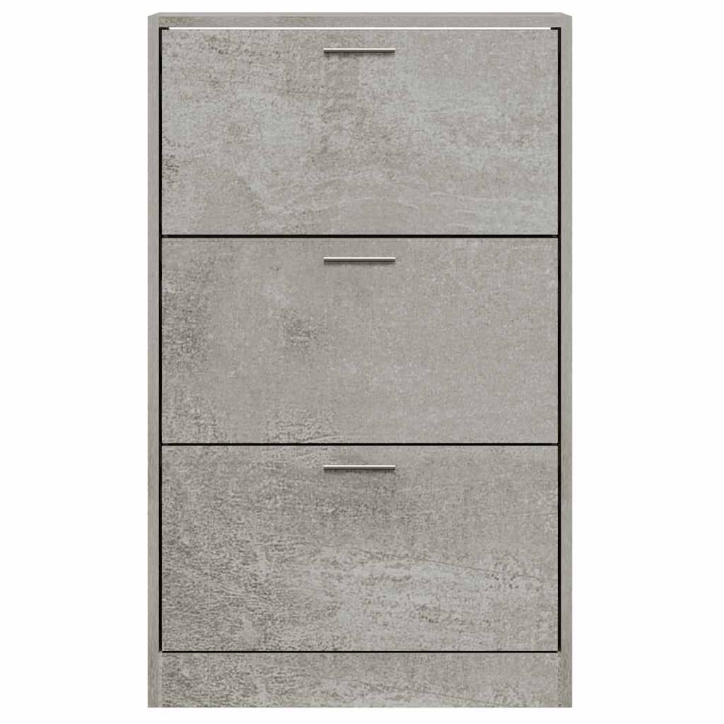 vidaXL Shoe Cabinet Concrete Grey 63x24x103 cm Engineered Wood 4