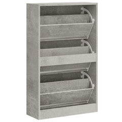vidaXL Shoe Cabinet Concrete Grey 63x24x103 cm Engineered Wood 6