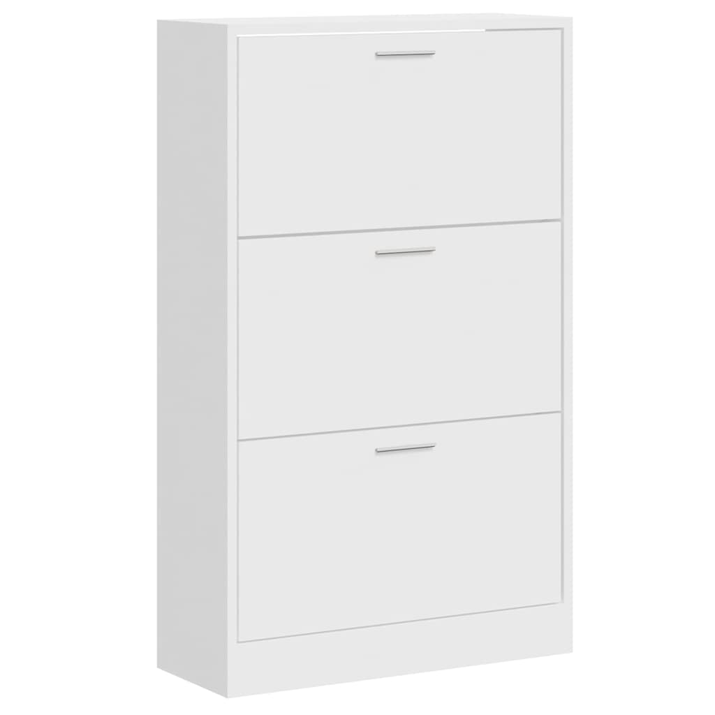 vidaXL Shoe Cabinet High Gloss White 63x24x103 cm Engineered Wood 2