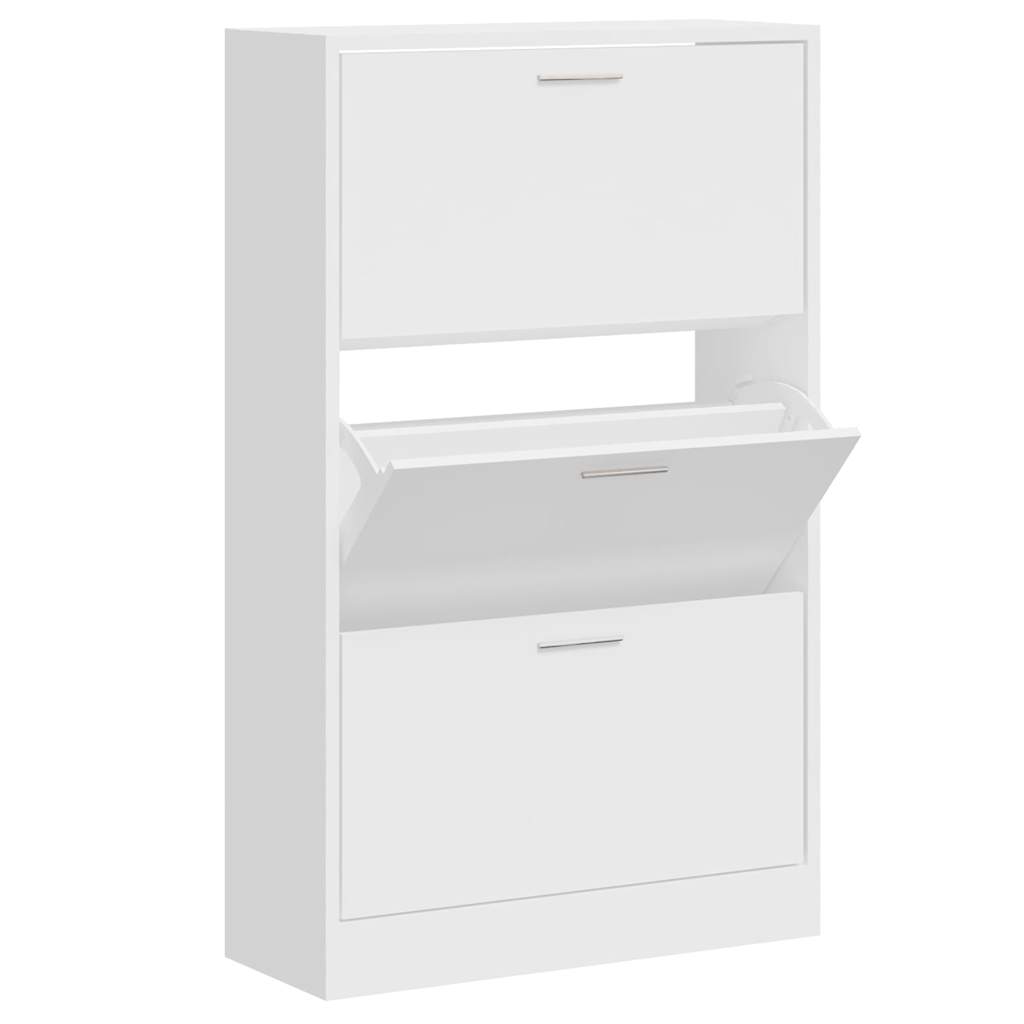 vidaXL Shoe Cabinet High Gloss White 63x24x103 cm Engineered Wood 3