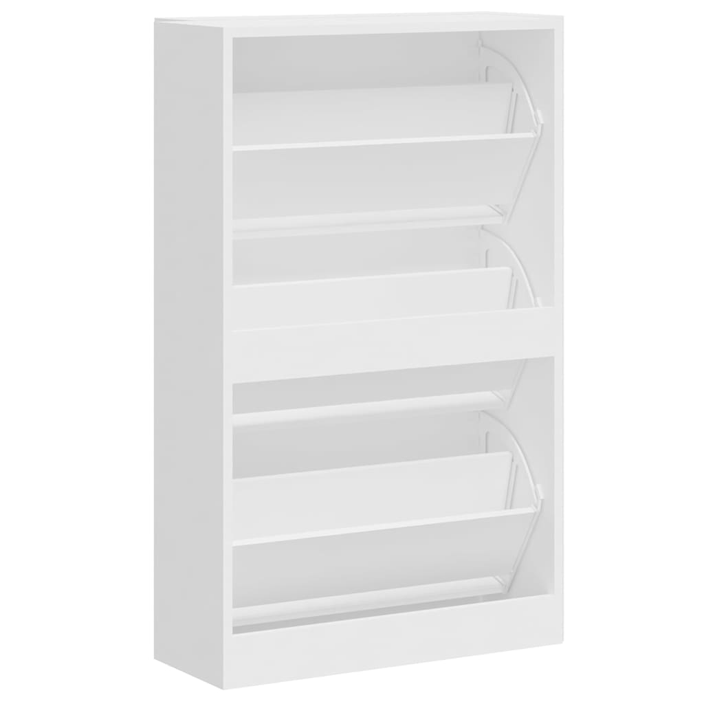 vidaXL Shoe Cabinet High Gloss White 63x24x103 cm Engineered Wood 6
