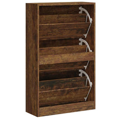 vidaXL Shoe Cabinet Smoked Oak 63x24x103 cm Engineered Wood 6