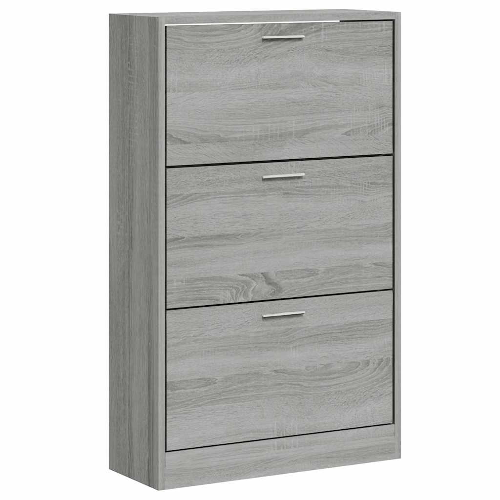 vidaXL Shoe Cabinet Grey Sonoma 63x24x103 cm Engineered Wood 2