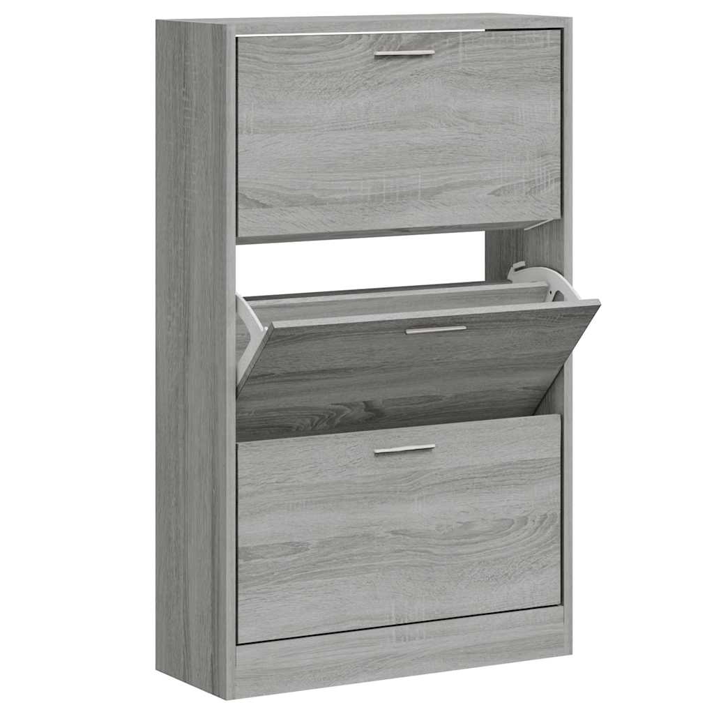 vidaXL Shoe Cabinet Grey Sonoma 63x24x103 cm Engineered Wood 3