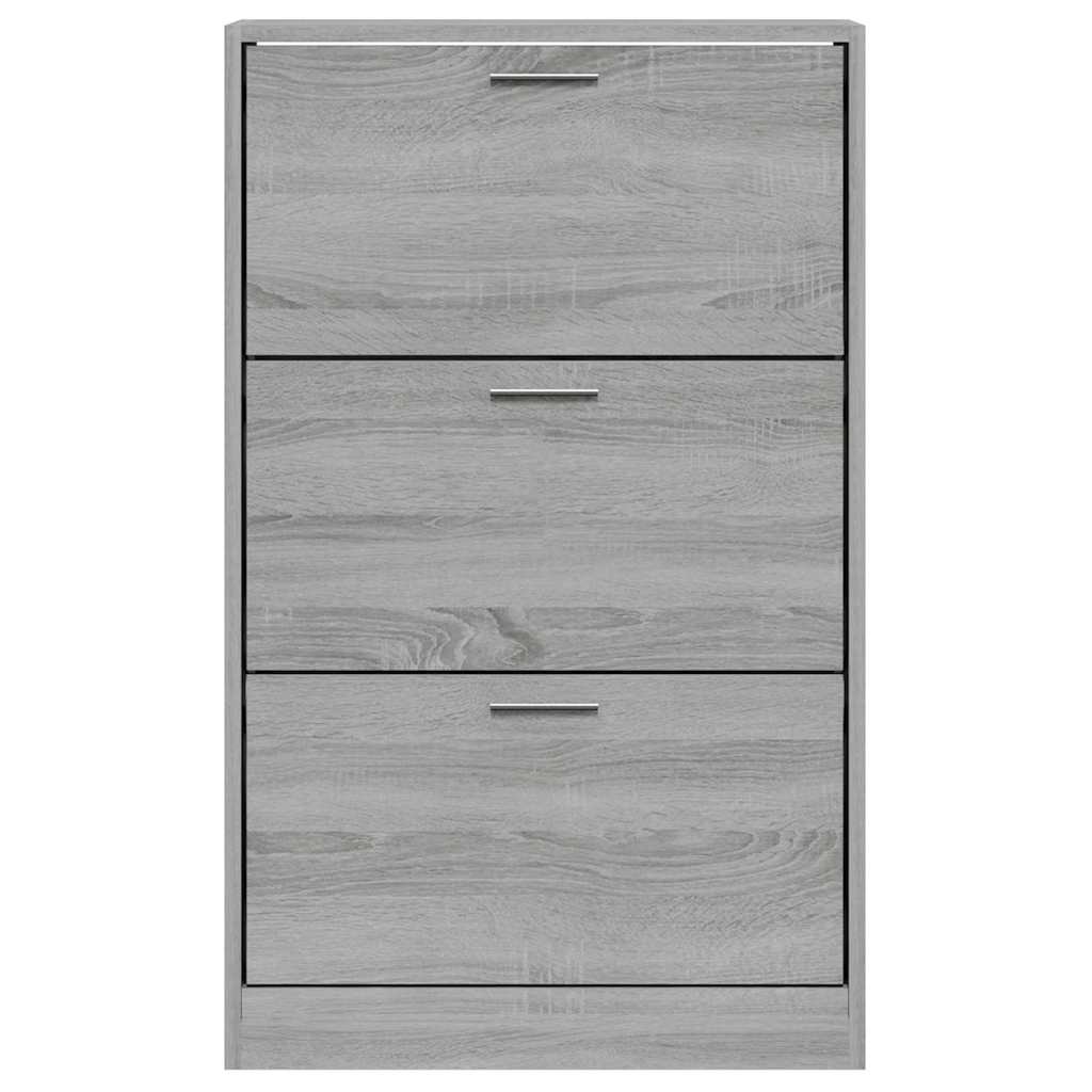 vidaXL Shoe Cabinet Grey Sonoma 63x24x103 cm Engineered Wood 4