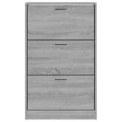 vidaXL Shoe Cabinet Grey Sonoma 63x24x103 cm Engineered Wood 4