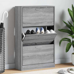 vidaXL Shoe Cabinet Grey Sonoma 63x24x103 cm Engineered Wood 1