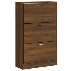 vidaXL Shoe Cabinet Brown Oak 63x24x103 cm Engineered Wood 2