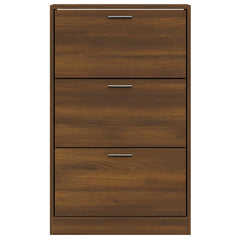 vidaXL Shoe Cabinet Brown Oak 63x24x103 cm Engineered Wood 4