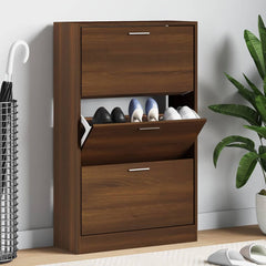 vidaXL Shoe Cabinet Brown Oak 63x24x103 cm Engineered Wood 1