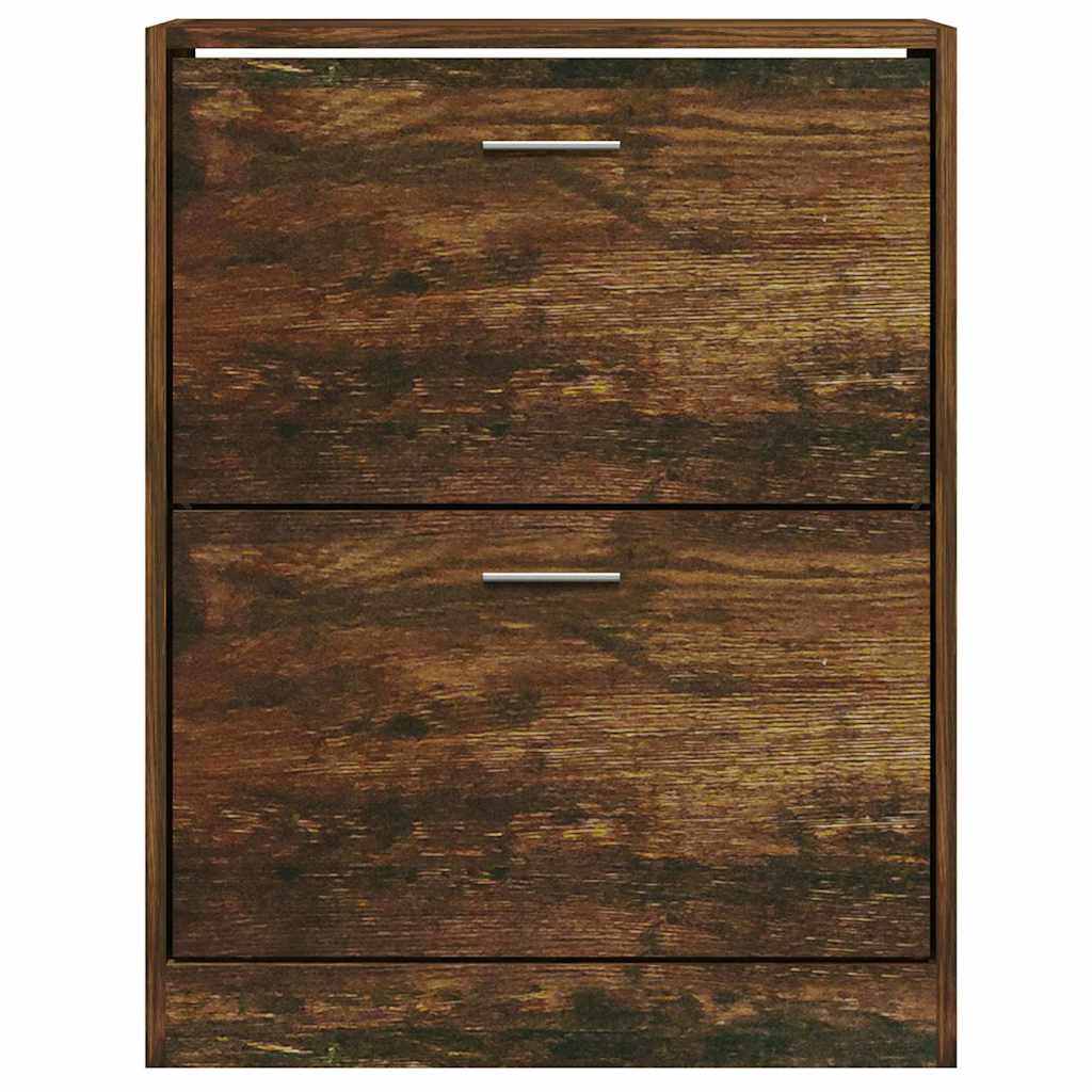 vidaXL Shoe Cabinet Smoked Oak 63x24x81 cm Engineered Wood 4