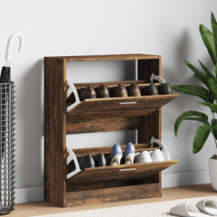vidaXL Shoe Cabinet Smoked Oak 63x24x81 cm Engineered Wood 1