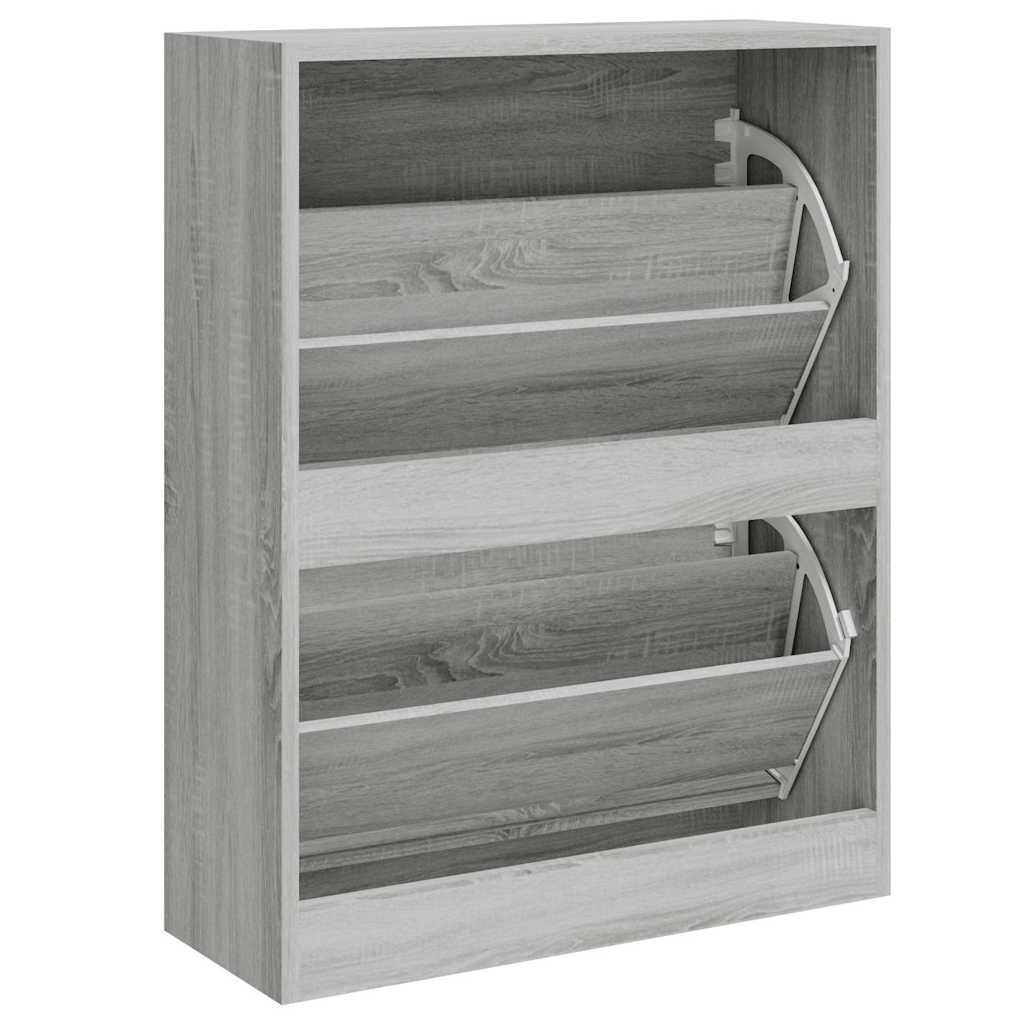 vidaXL Shoe Cabinet Grey Sonoma 63x24x81 cm Engineered Wood 6