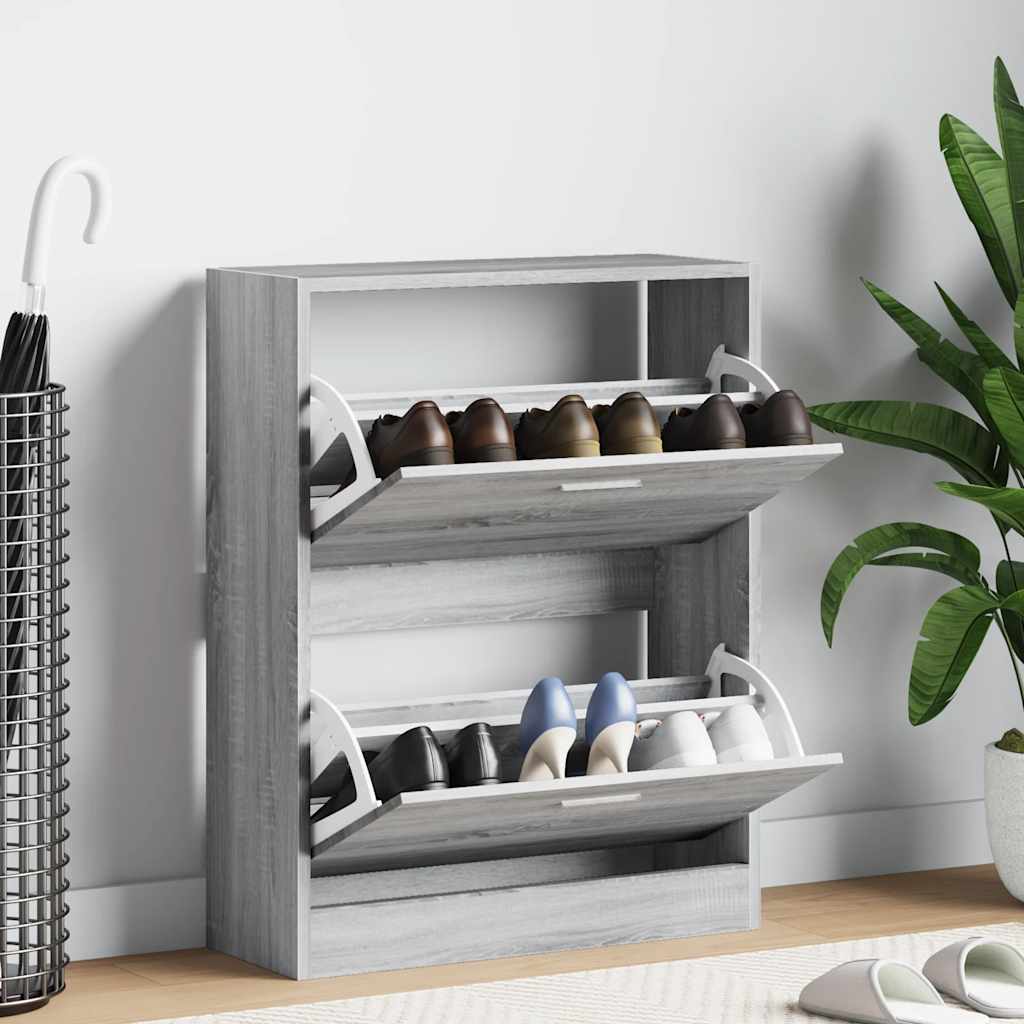 vidaXL Shoe Cabinet Grey Sonoma 63x24x81 cm Engineered Wood 1