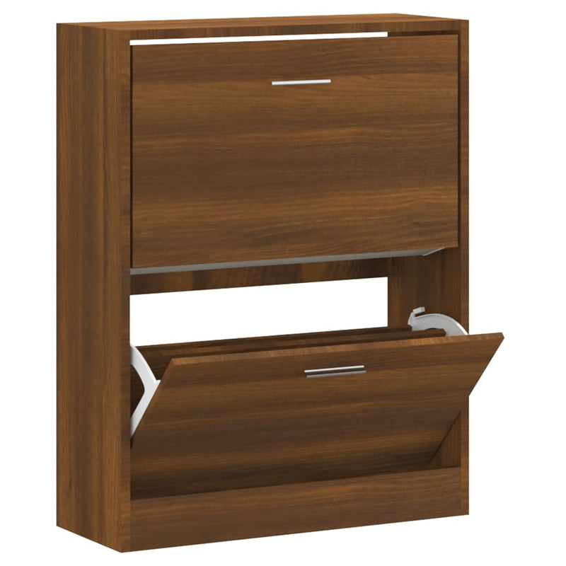 Shoe Cabinet Brown Oak 63x24x81 cm Engineered Wood