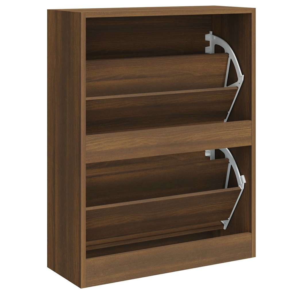 vidaXL Shoe Cabinet Brown Oak 63x24x81 cm Engineered Wood 6