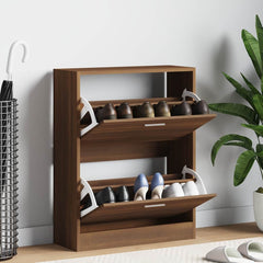 vidaXL Shoe Cabinet Brown Oak 63x24x81 cm Engineered Wood 1