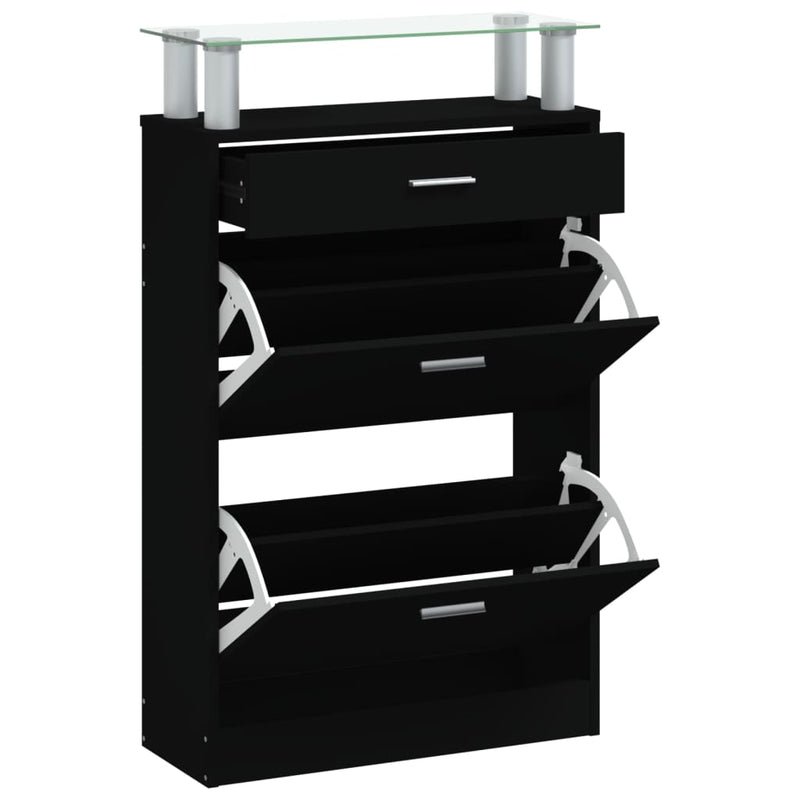 Shoe Cabinet Black 63x24x104 cm Engineered Wood