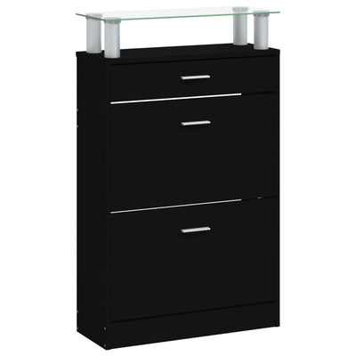 Shoe Cabinet Black 63x24x104 cm Engineered Wood