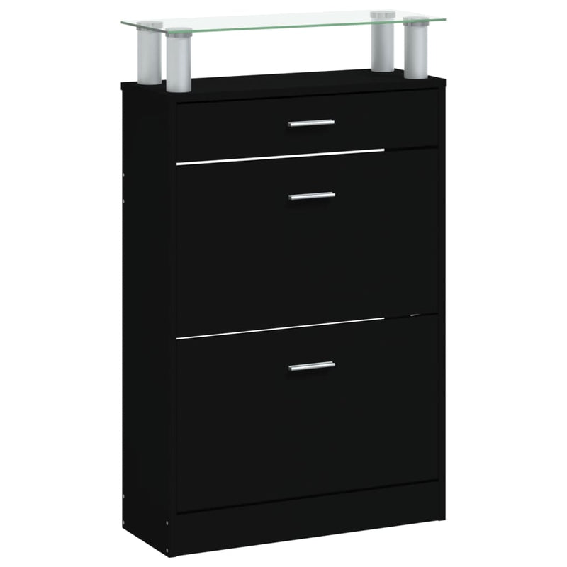 Shoe Cabinet Black 63x24x104 cm Engineered Wood